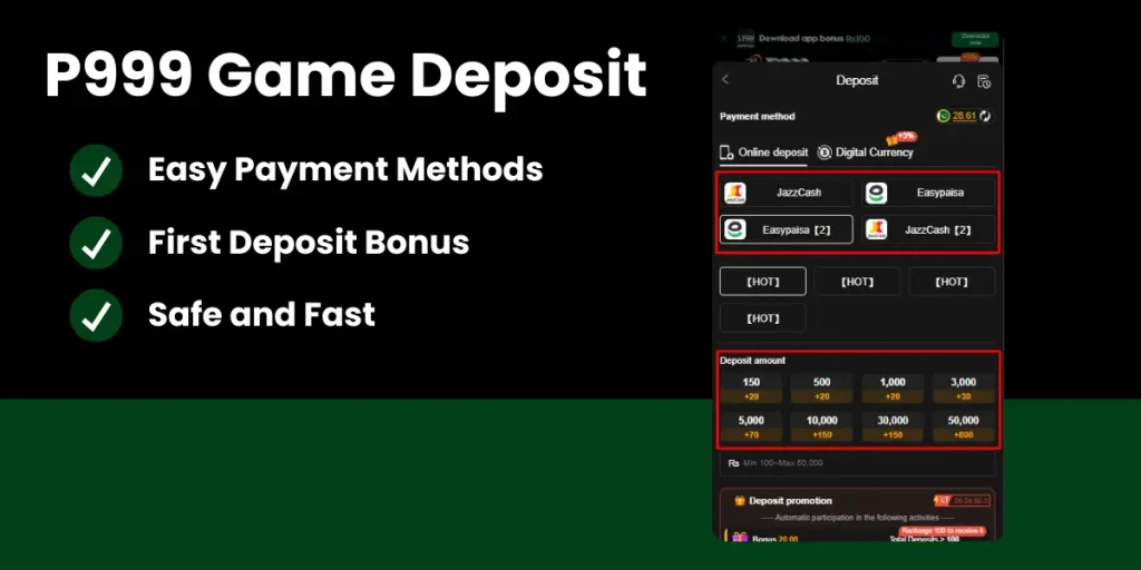 p999 game deposit