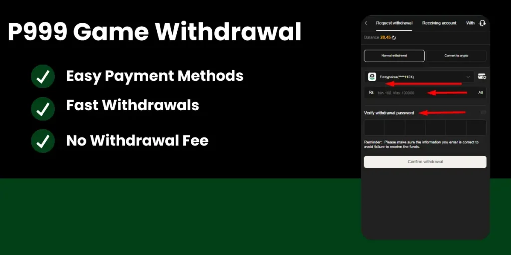 P999 Game Withdrawal